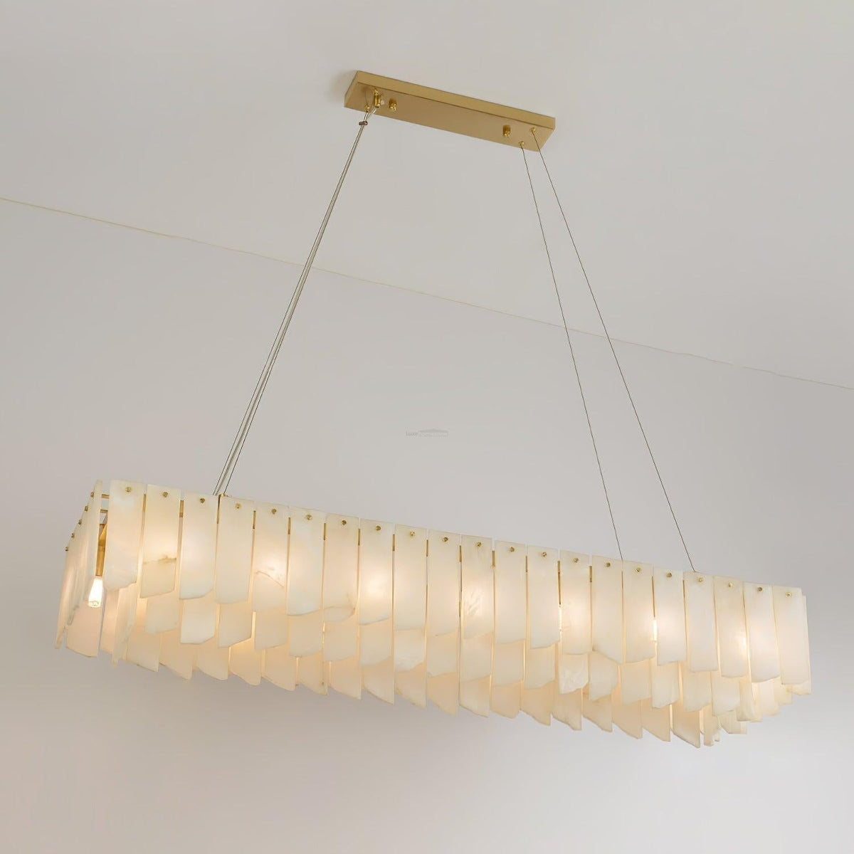 Alabaster Cascade Tiered Chandelier 27.6 - L 2.6" x W 3.1" x H 23.6" / L 106cm x W 26cm x H 150cmBrass & Whitecasivra