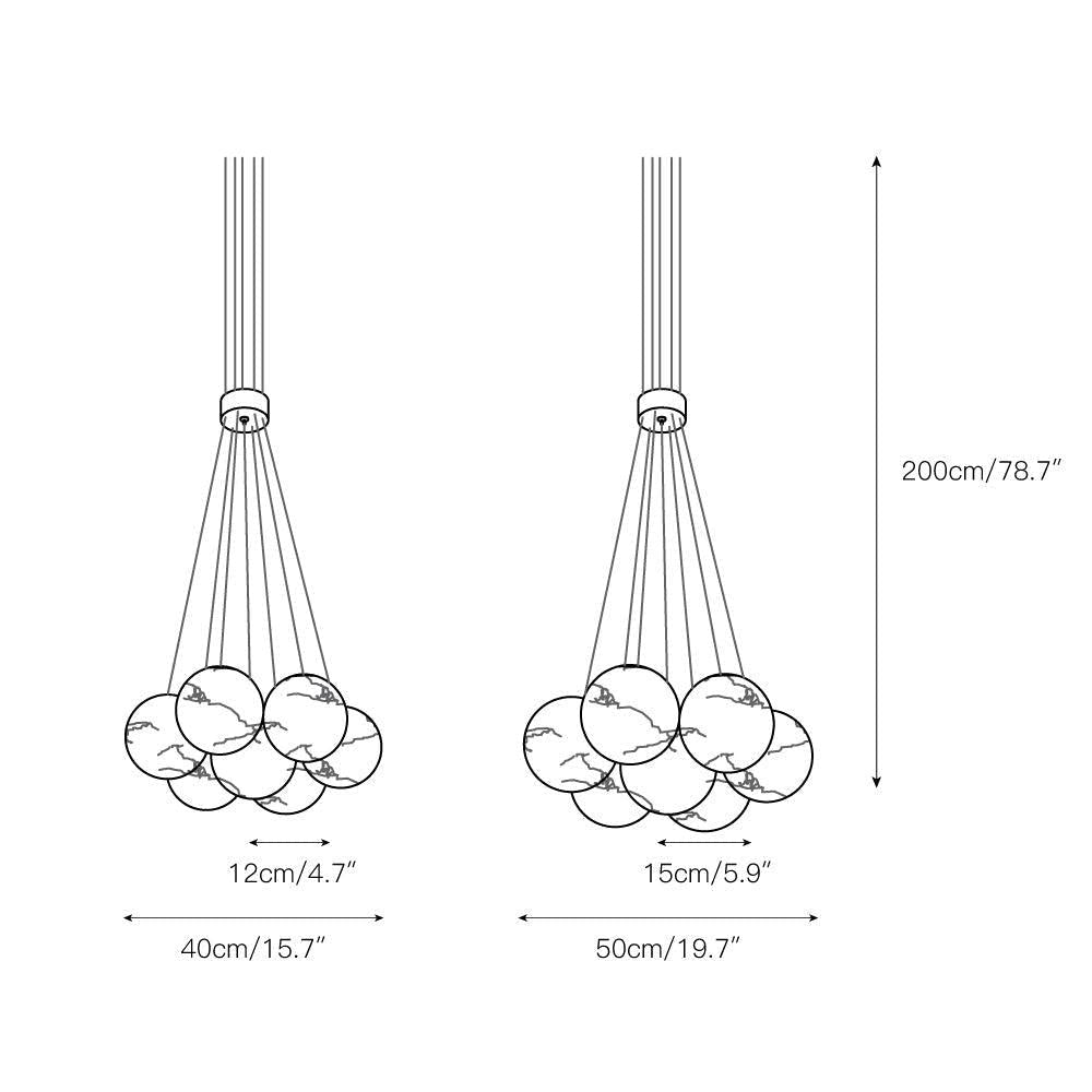 Alabaster Ceiling Pendant - 7 HEADS D 40CM X H 200CM / ∅ 15.7″ X H 78.7″casivra
