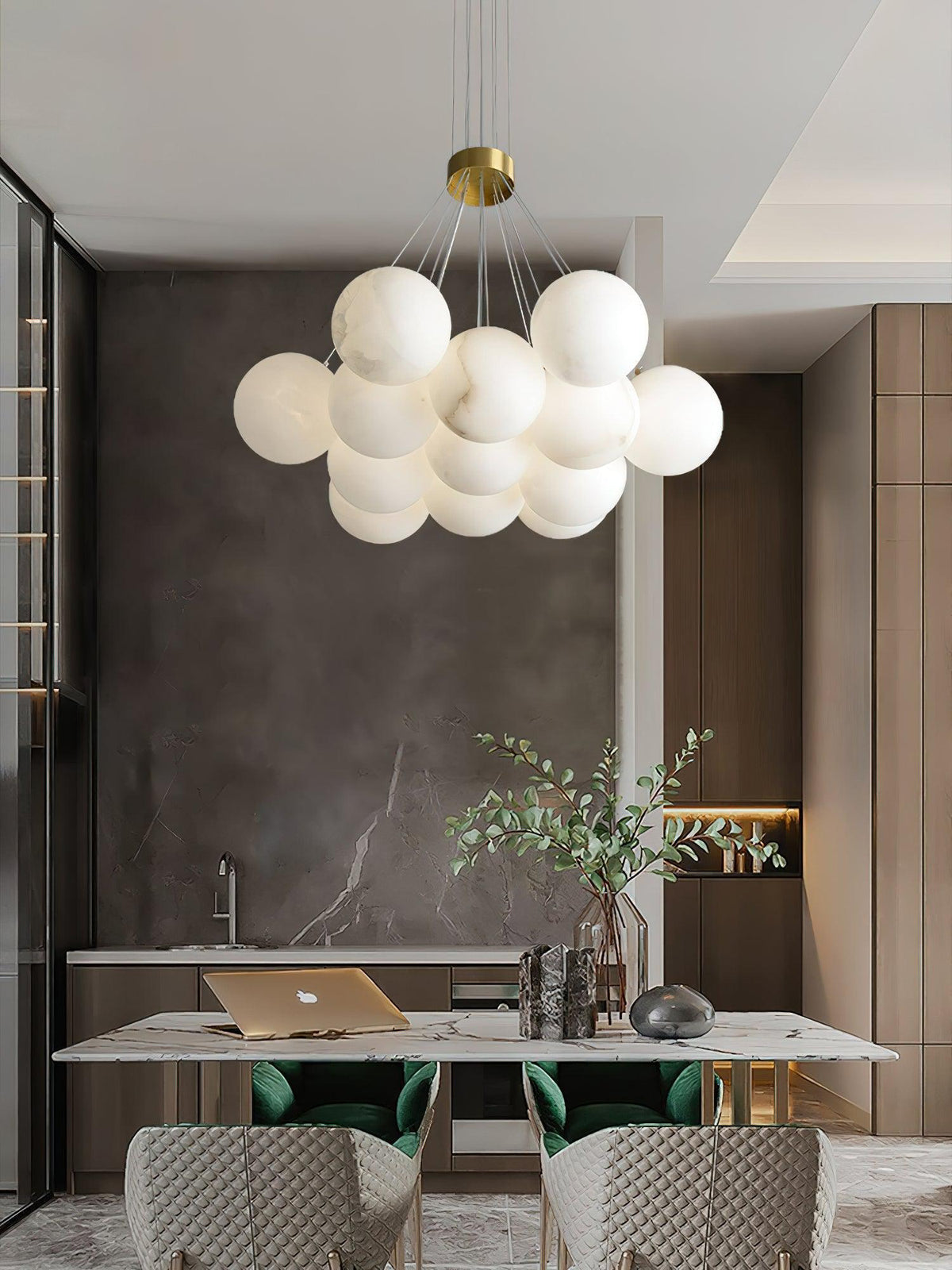 Alabaster Ceiling Pendant - 7 HEADS D 40CM X H 200CM / ∅ 15.7″ X H 78.7″casivra