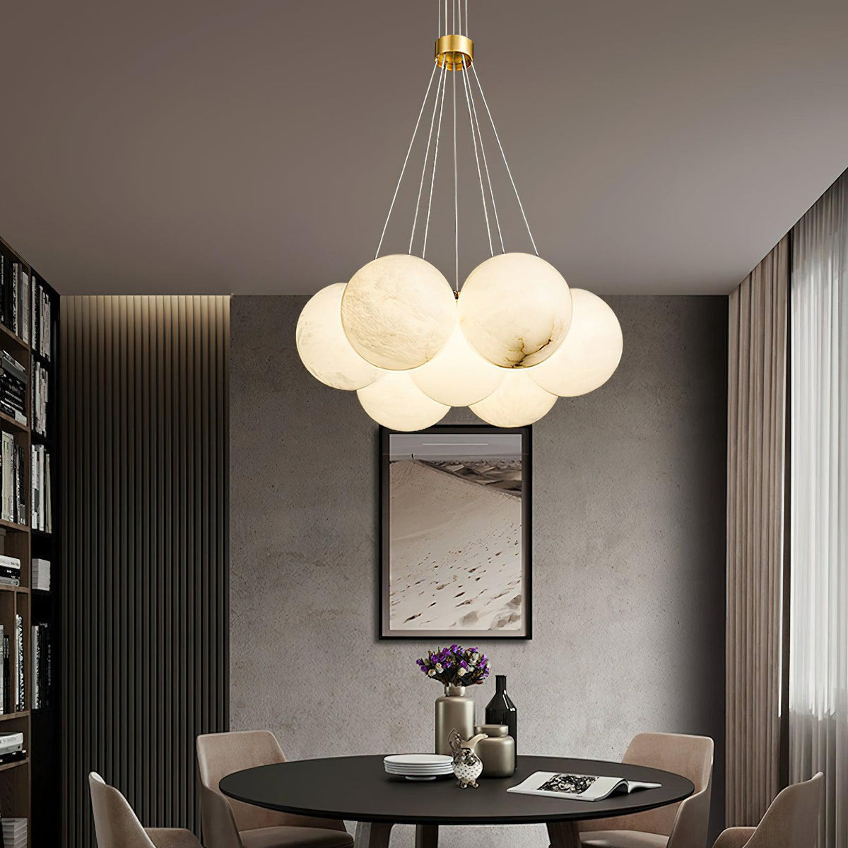 Alabaster Ceiling Pendant - 7 HEADS D 40CM X H 200CM / ∅ 15.7″ X H 78.7″casivra