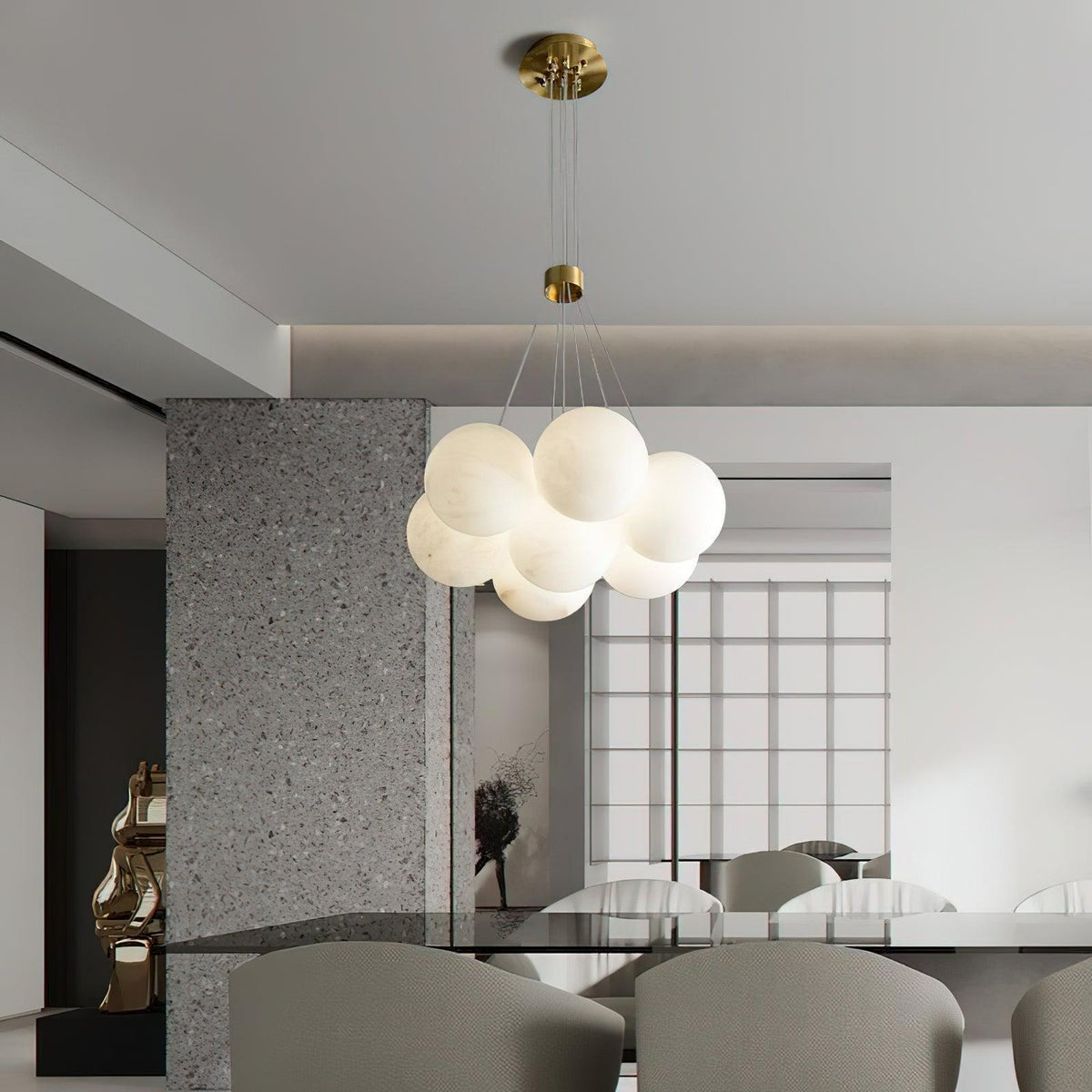 Alabaster Ceiling Pendant - 7 HEADS D 40CM X H 200CM / ∅ 15.7″ X H 78.7″casivra