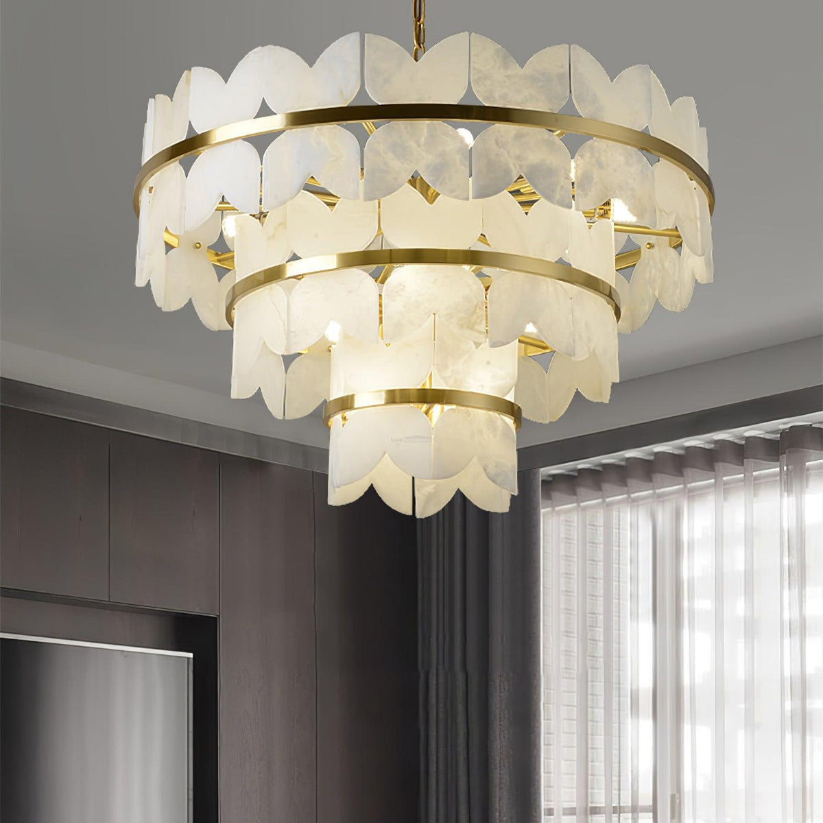Alabaster Cloudscape Chandelier with 1/2 layer - 2 layers Long L 39.4" x W 13.8" x H 14.2" / L 100cm x W 35cm x H 36cmcasivra