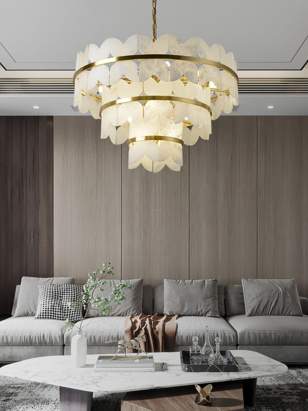 Alabaster Cloudscape Chandelier with 1/2 layer - 2 layers Long L 39.4" x W 13.8" x H 14.2" / L 100cm x W 35cm x H 36cmcasivra