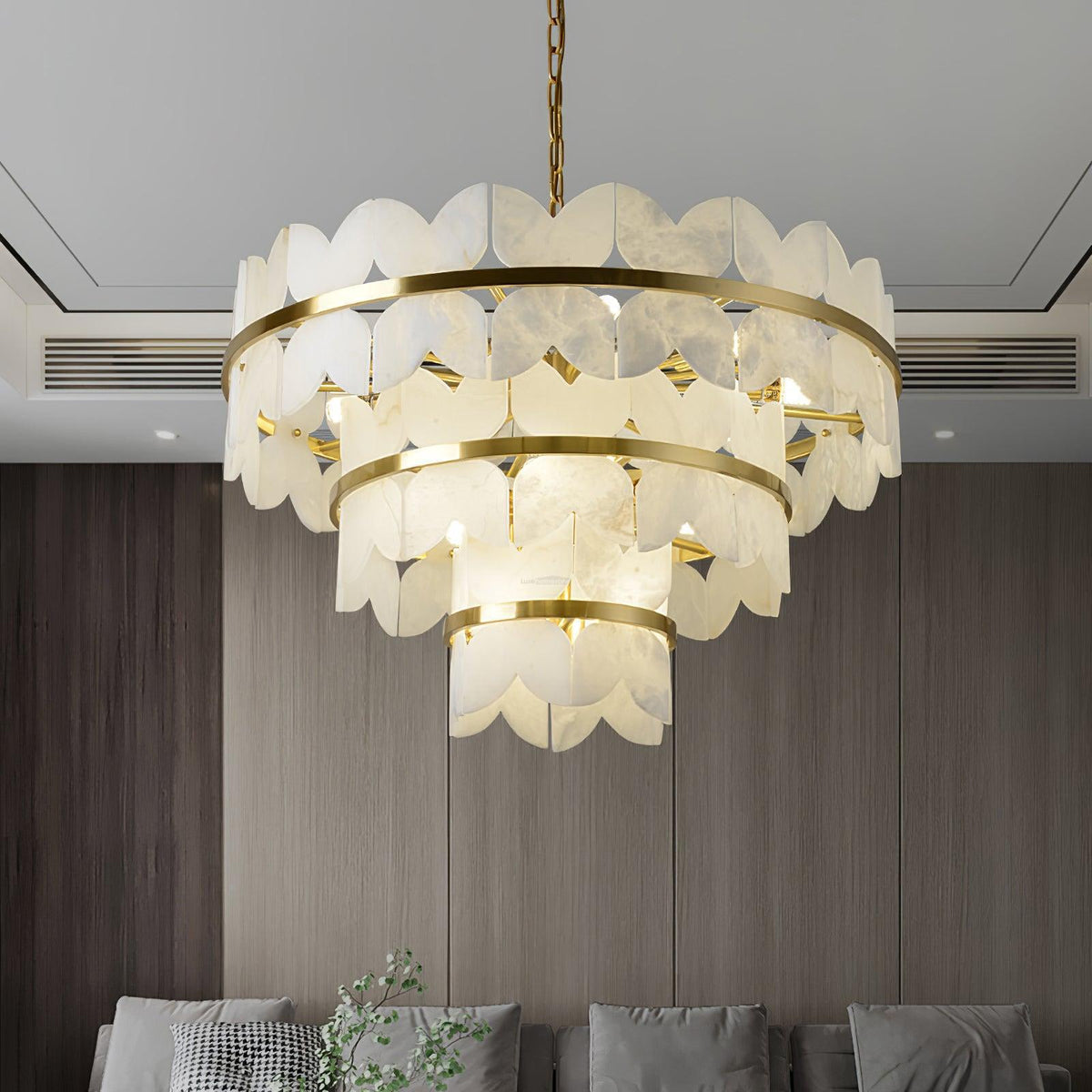 Alabaster Cloudscape Chandelier with 1/2 layer - 2 layers Long L 39.4" x W 13.8" x H 14.2" / L 100cm x W 35cm x H 36cmcasivra