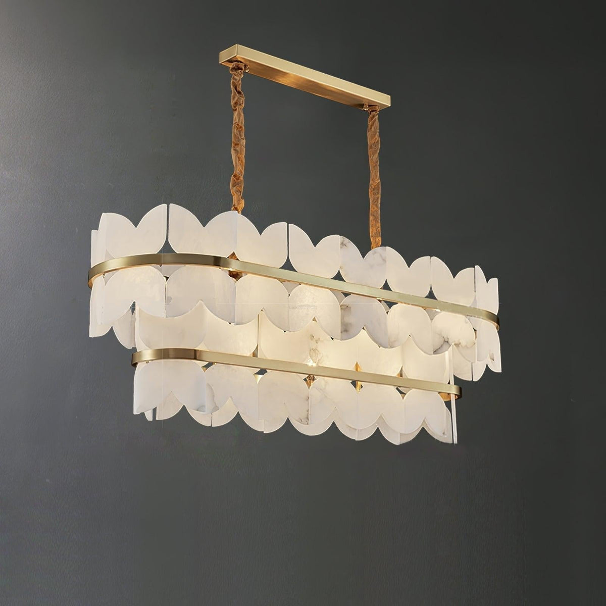 Alabaster Cloudscape Chandelier with 1/2 layer - 2 layers Long L 39.4" x W 13.8" x H 14.2" / L 100cm x W 35cm x H 36cmcasivra
