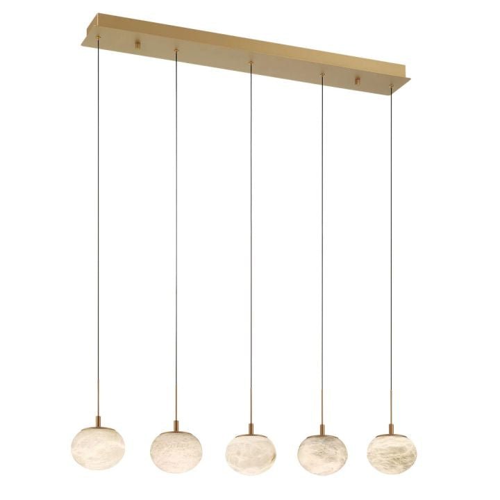 Alabaster Codri Linear LED Chandelier - Antique Brass14 Lightcasivra