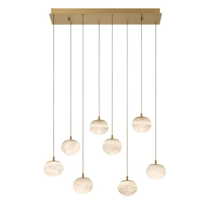 Alabaster Codri Linear LED Chandelier - Antique Brass8 Lightcasivra