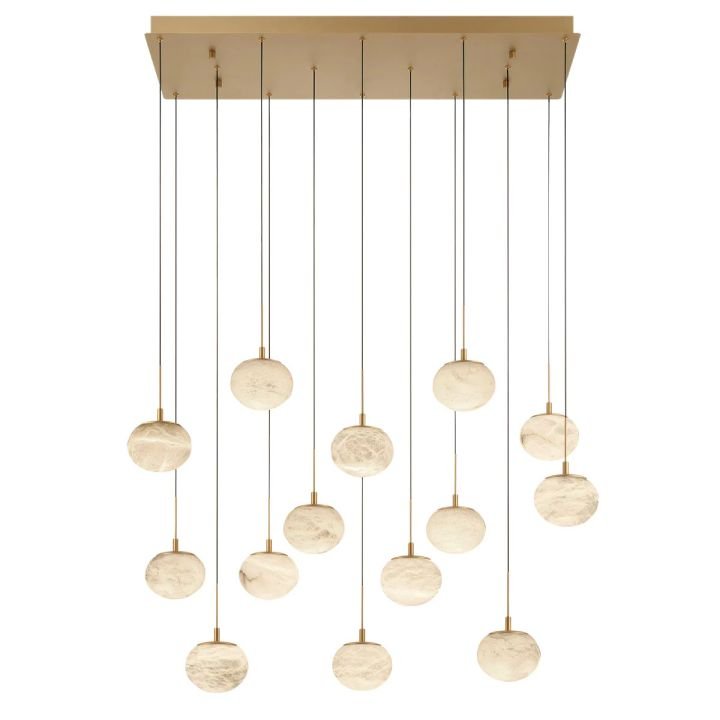 Alabaster Codri Linear LED Chandelier - Antique Brass14 Lightcasivra