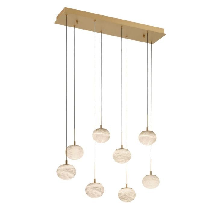 Alabaster Codri Linear LED Chandelier - Antique Brass8 Lightcasivra