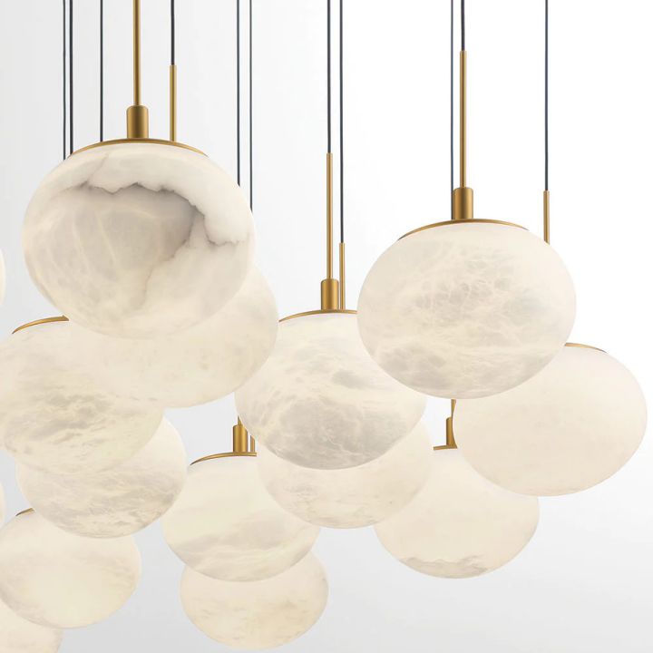 Alabaster Codri Linear LED Chandelier - Antique Brass14 Lightcasivra