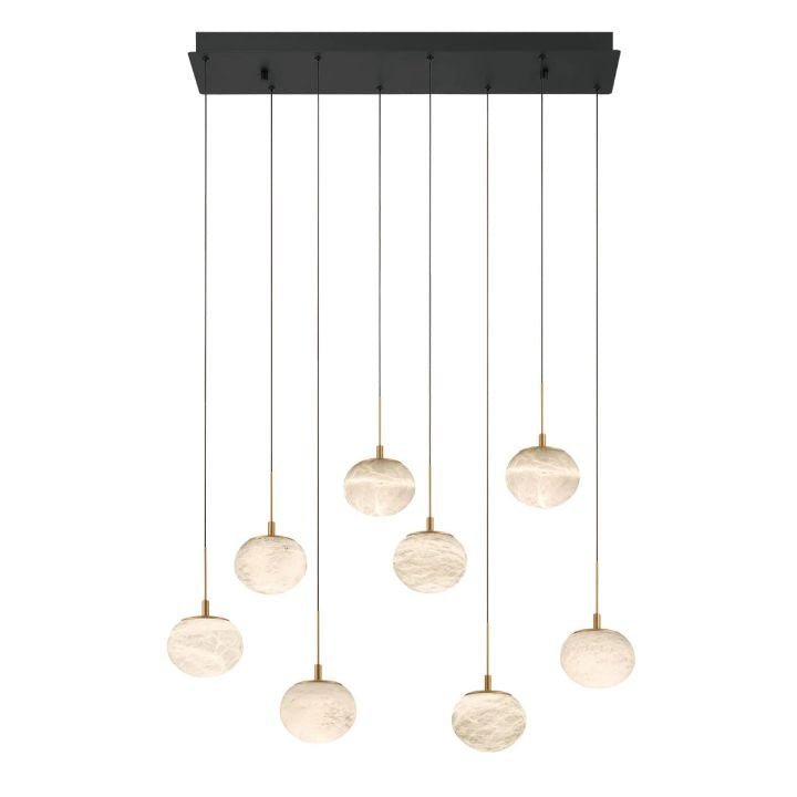 Alabaster Codri Linear LED Chandelier - Antique Brass8 Lightcasivra