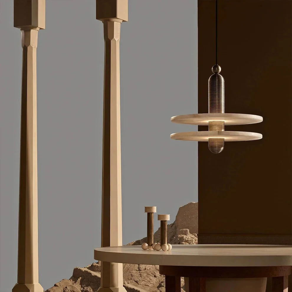 Alabaster Comet Pendant Lamp - D 40cm x H 45cm / ∅ 15.7″ x H 17.7″BlackWarm Lightcasivra