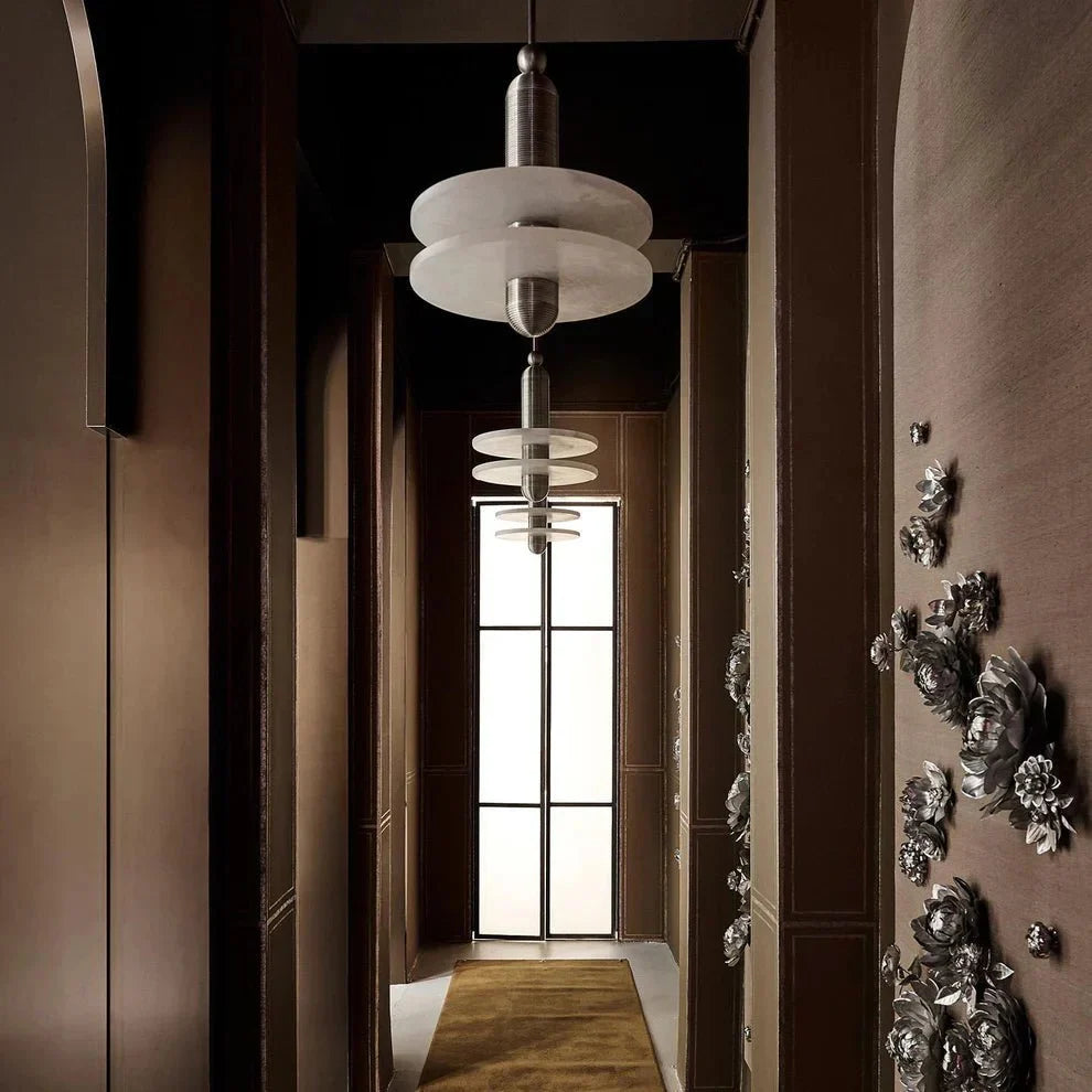Alabaster Comet Pendant Lamp - D 40cm x H 45cm / ∅ 15.7″ x H 17.7″BlackWarm Lightcasivra