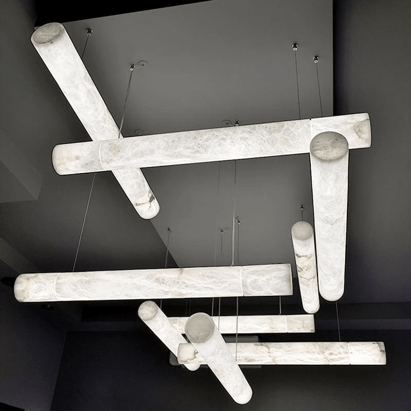 Alabaster Cylindrical Linear Pendant Light - casivra