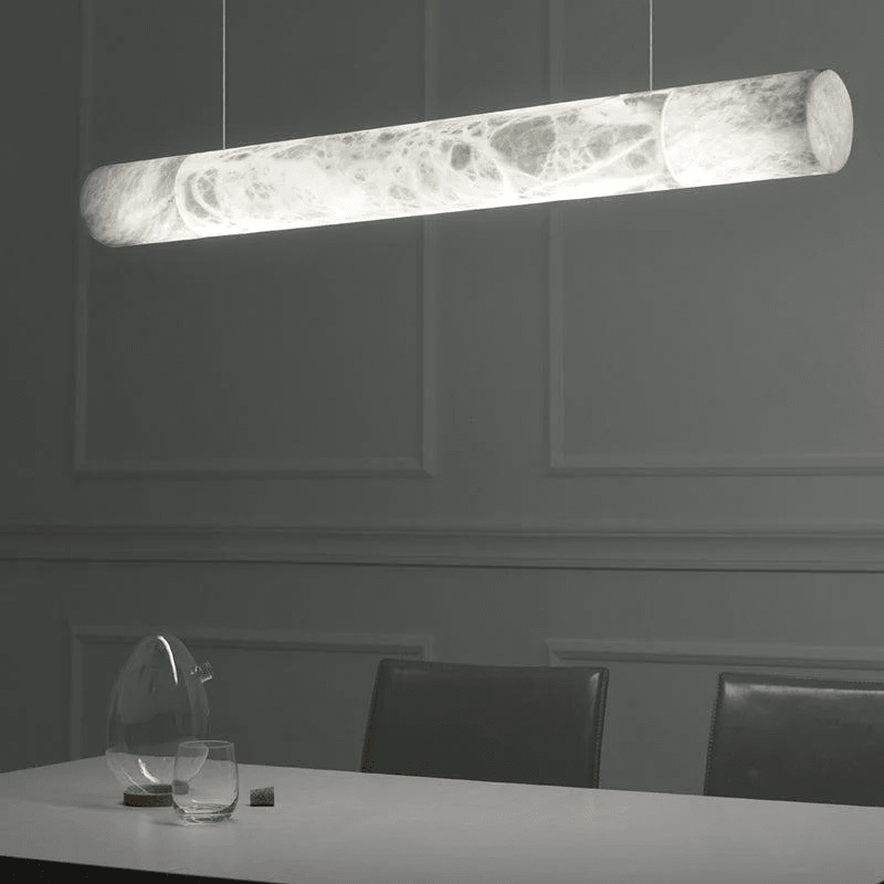 Alabaster Cylindrical Linear Pendant Light - casivra