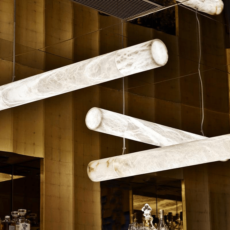 Alabaster Cylindrical Linear Pendant Light - casivra