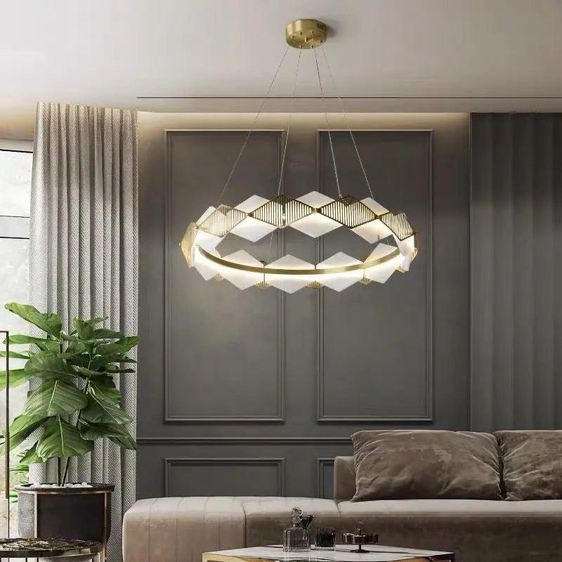 Alabaster Diamond Shaped Modern Chandelier - 23.62"D*19.68"Hcasivra