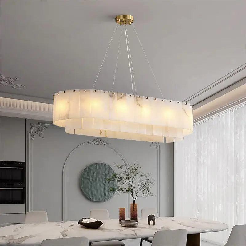Alabaster Dining Room Round Chandelier Lighting - casivra