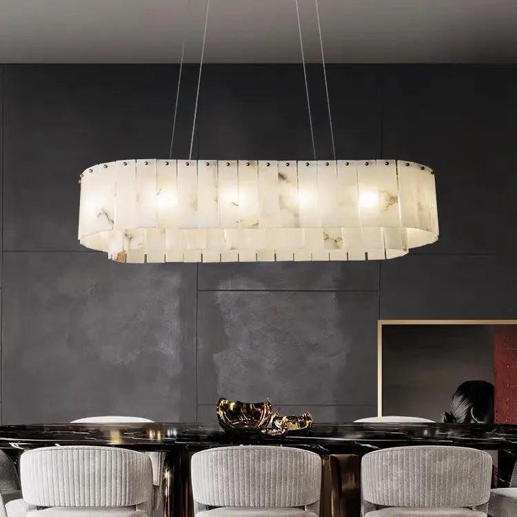Alabaster Dining Room Round Chandelier Lighting - casivra