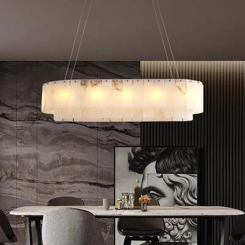 Alabaster Dining Room Round Chandelier Lighting - casivra