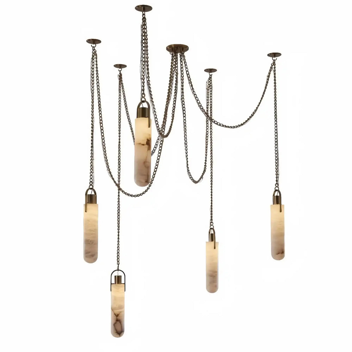 Alabaster Flint 5 Light LED Multi - Drop Pendant - casivra