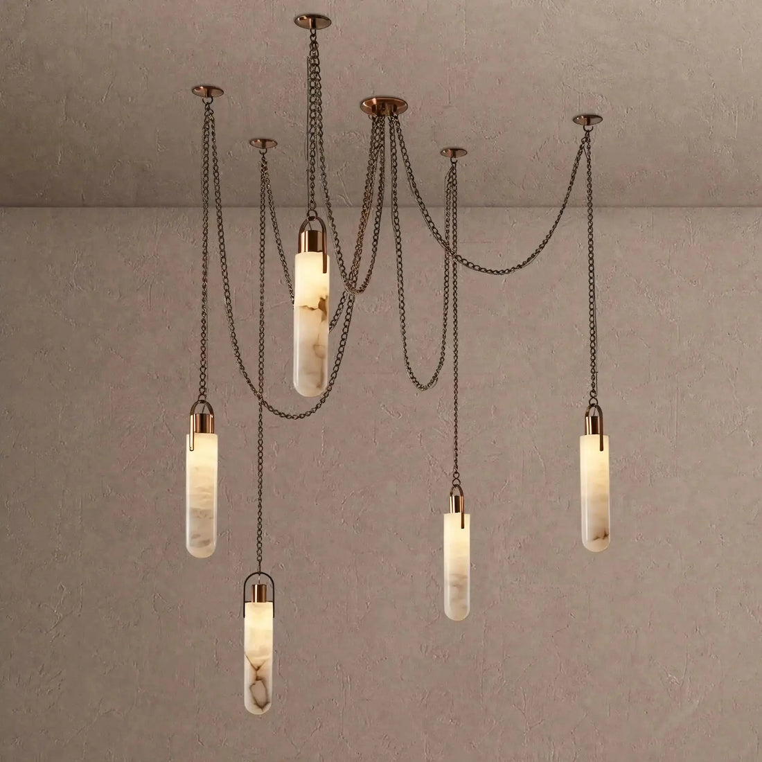 Alabaster Flint 5 Light LED Multi-Drop Pendant - casivra