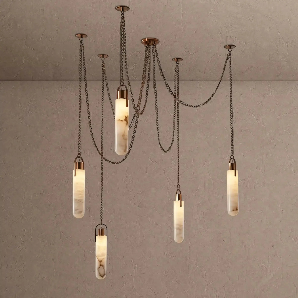Alabaster Flint 5 Light LED Multi-Drop Pendant - casivra