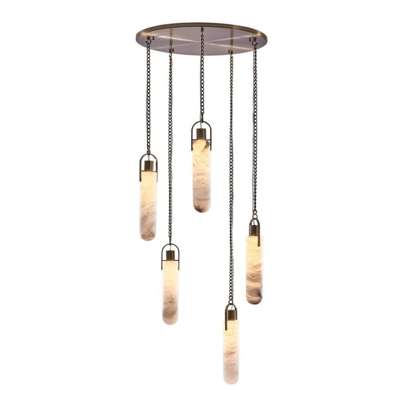 Alabaster Flint Additions Multi Light Pendant, Round Chandelier For staircase, Hallway - casivra
