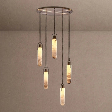 Alabaster Flint Additions Multi Light Pendant, Round Chandelier For staircase, Hallway - casivra