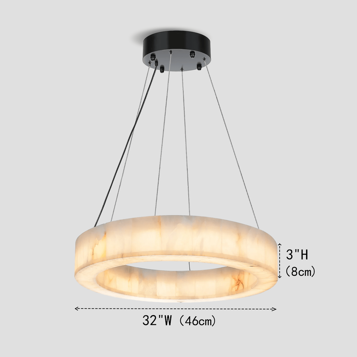 Alabaster Halo Ring Chandelier - 32"Wcasivra