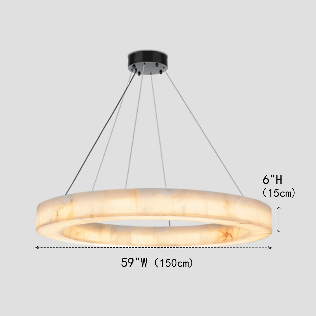 Alabaster Halo Ring Chandelier - 32"Wcasivra
