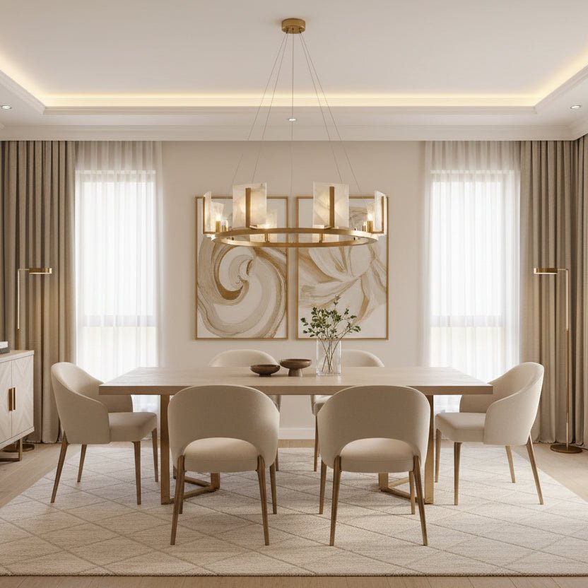 Alabaster Large Contemporary Halo Chandelier-Chandelier-casivra-casivra