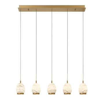 Alabaster Linear LED Chandelier - Antique Brass5 Lightcasivra