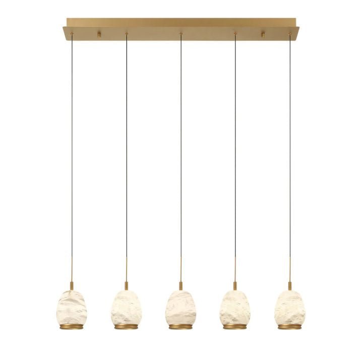 Alabaster Linear LED Chandelier - Antique Brass5 Lightcasivra