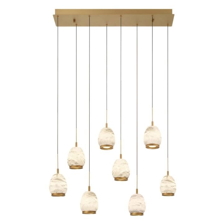 Alabaster Linear LED Chandelier - Antique Brass8 Lightcasivra