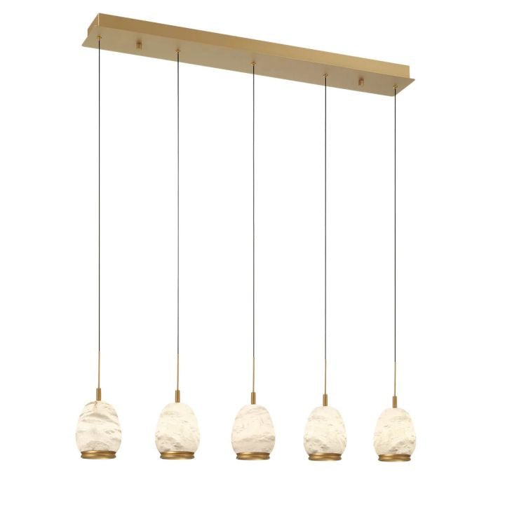 Alabaster Linear LED Chandelier - Antique Brass5 Lightcasivra