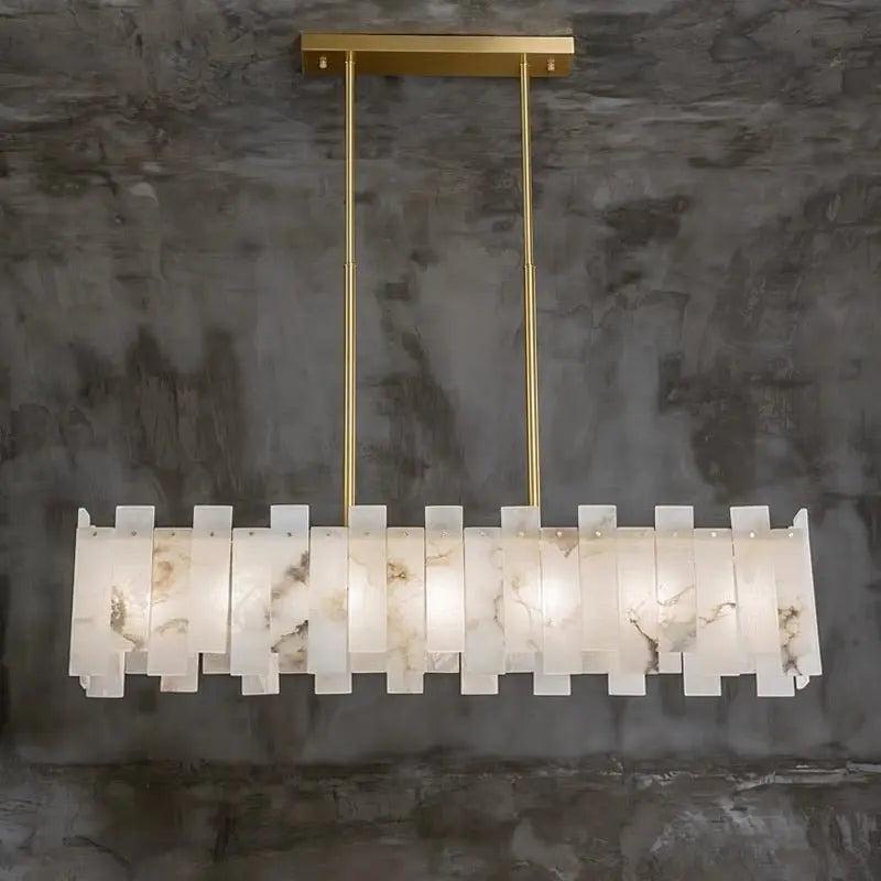 Alabaster Modern Rectangular Dining Room Chandeliers - casivra