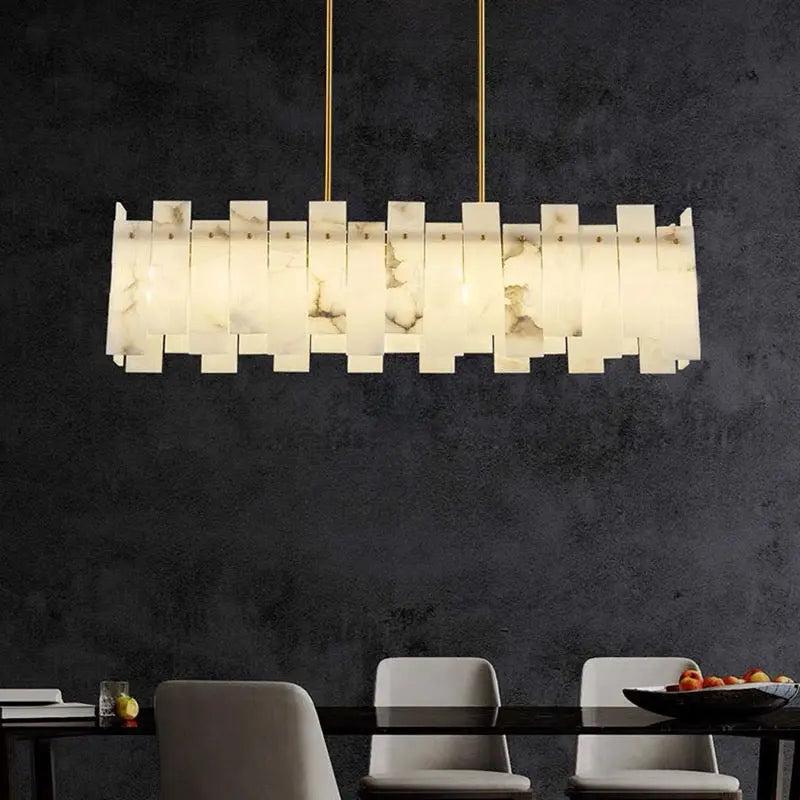 Alabaster Modern Rectangular Dining Room Chandeliers - casivra