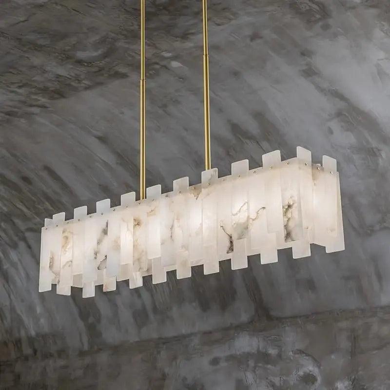 Alabaster Modern Rectangular Dining Room Chandeliers - casivra
