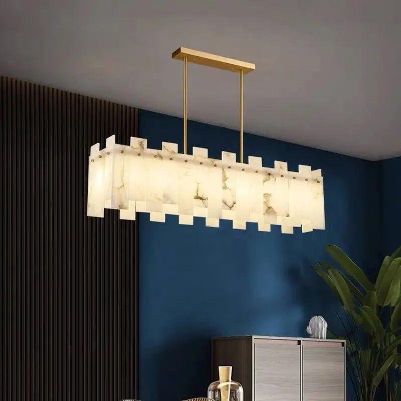 Alabaster Modern Rectangular Dining Room Chandeliers - casivra