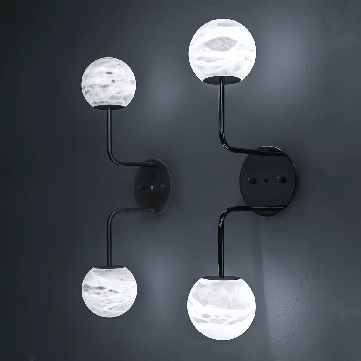Alabaster Orb 2 Wall Light - Goldcasivra