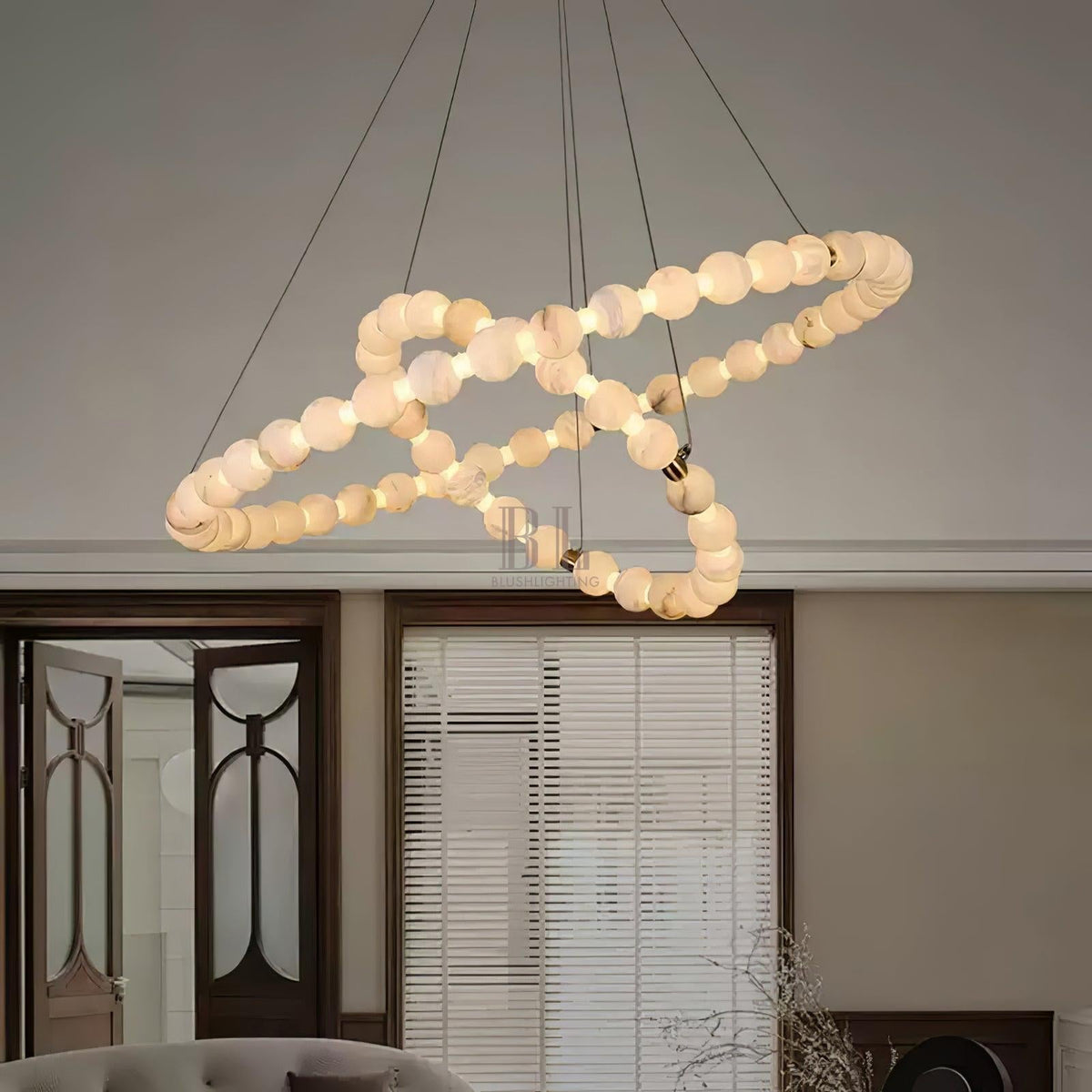 Alabaster Orb Ring Chandelier - ∅ 23.6″ x H 2.4″Gold & WhiteWarm Lightcasivra