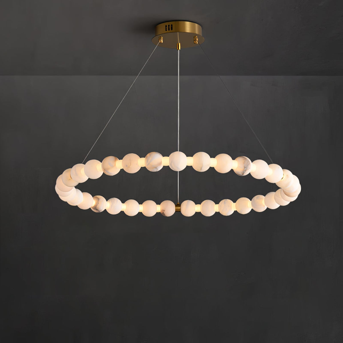 Alabaster Orb Ring Chandelier - ∅ 31.5″ x H 2.4″Gold & WhiteWarm Lightcasivra