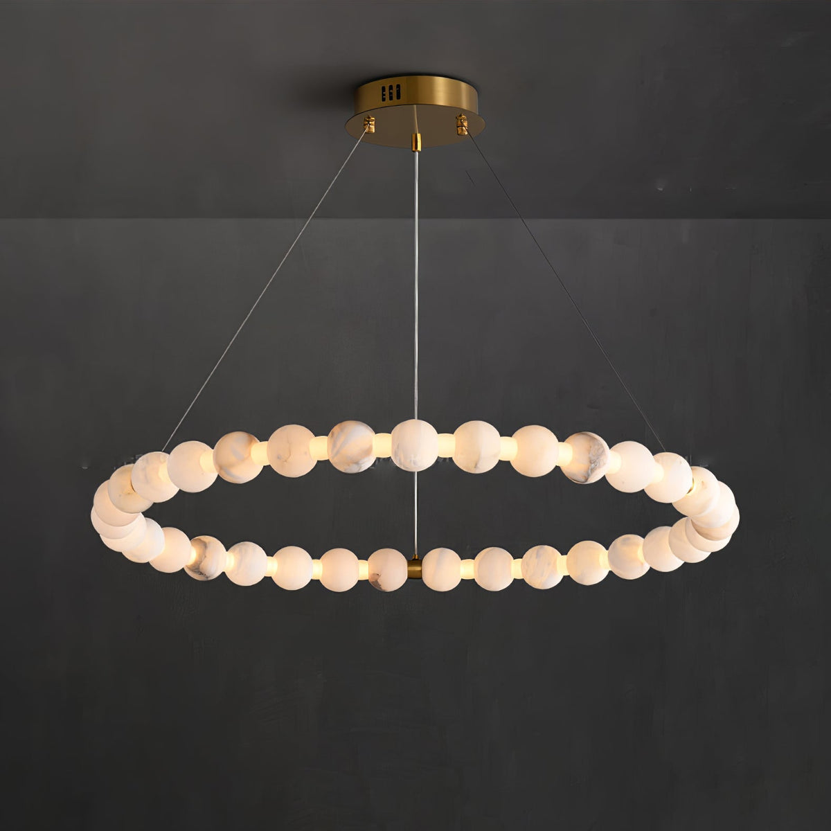 Alabaster Orb Ring Chandelier - ∅ 39.4″ x H 2.4″Gold & WhiteWarm Lightcasivra