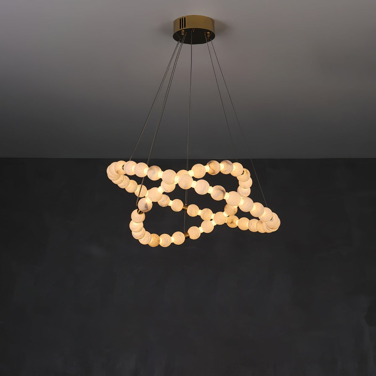 Alabaster Orb Ring Chandelier - ∅ 31.5″ x H 2.4″Gold & WhiteWarm Lightcasivra