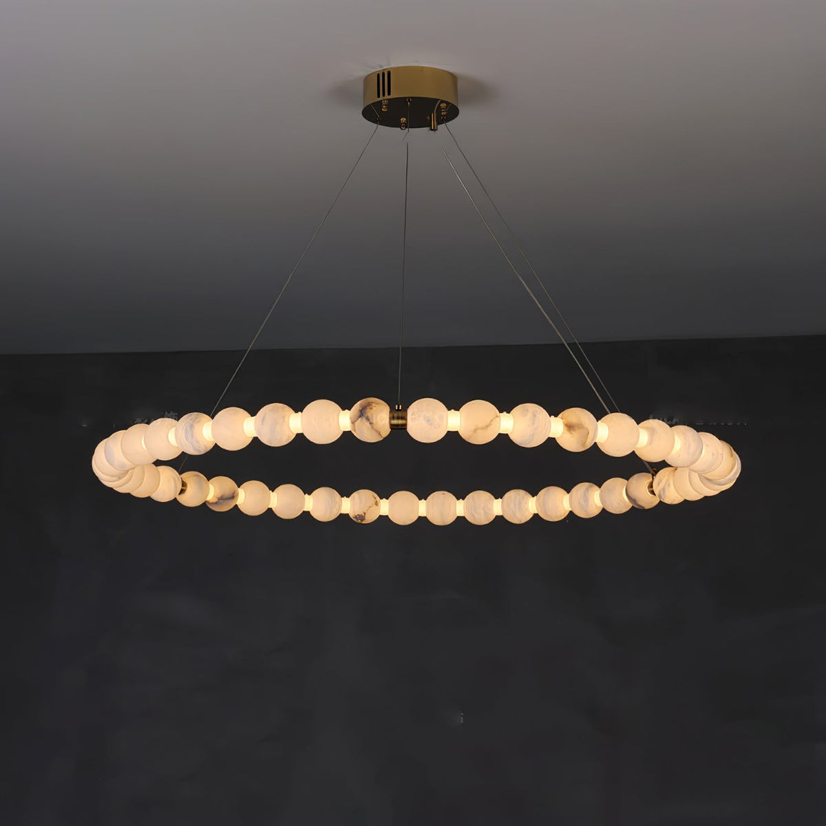 Alabaster Orb Ring Chandelier - ∅ 39.4″ x H 2.4″Gold & WhiteWarm Lightcasivra
