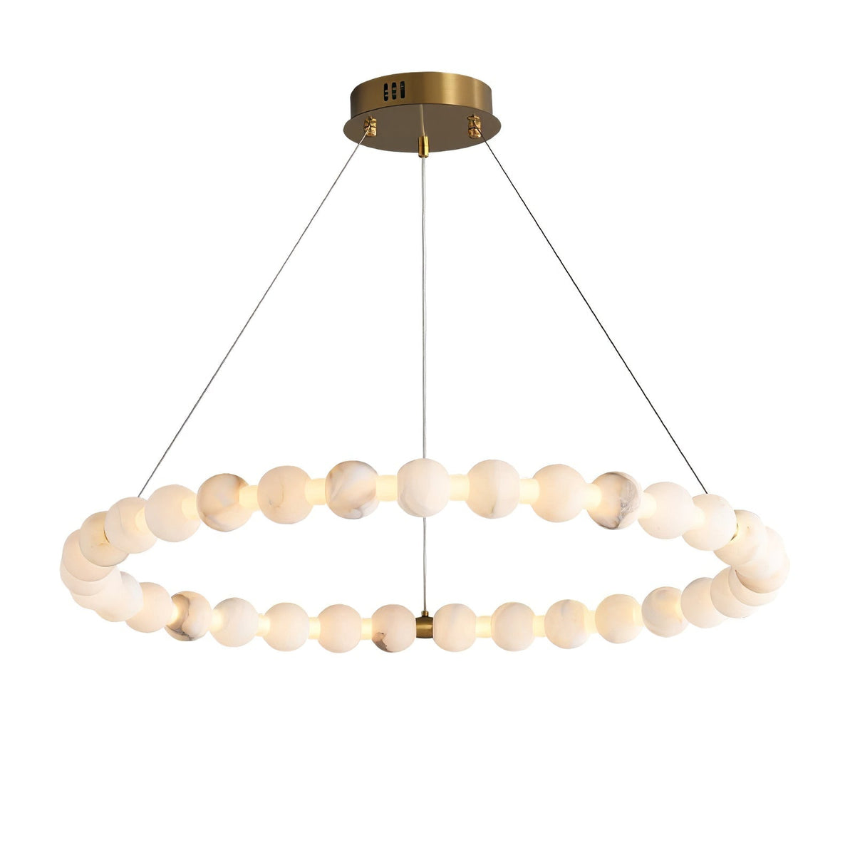 Alabaster Orb Ring Chandelier - ∅ 23.6″ x H 2.4″Gold & WhiteWarm Lightcasivra