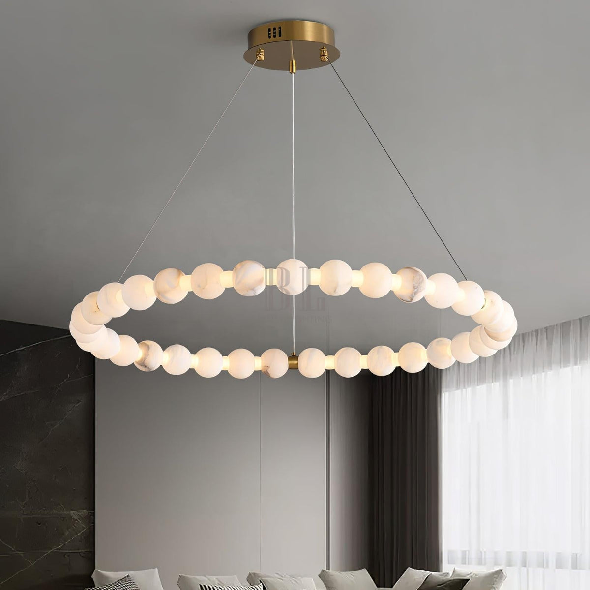 Alabaster Orb Ring Chandelier - ∅ 23.6″ x H 2.4″Gold & WhiteWarm Lightcasivra