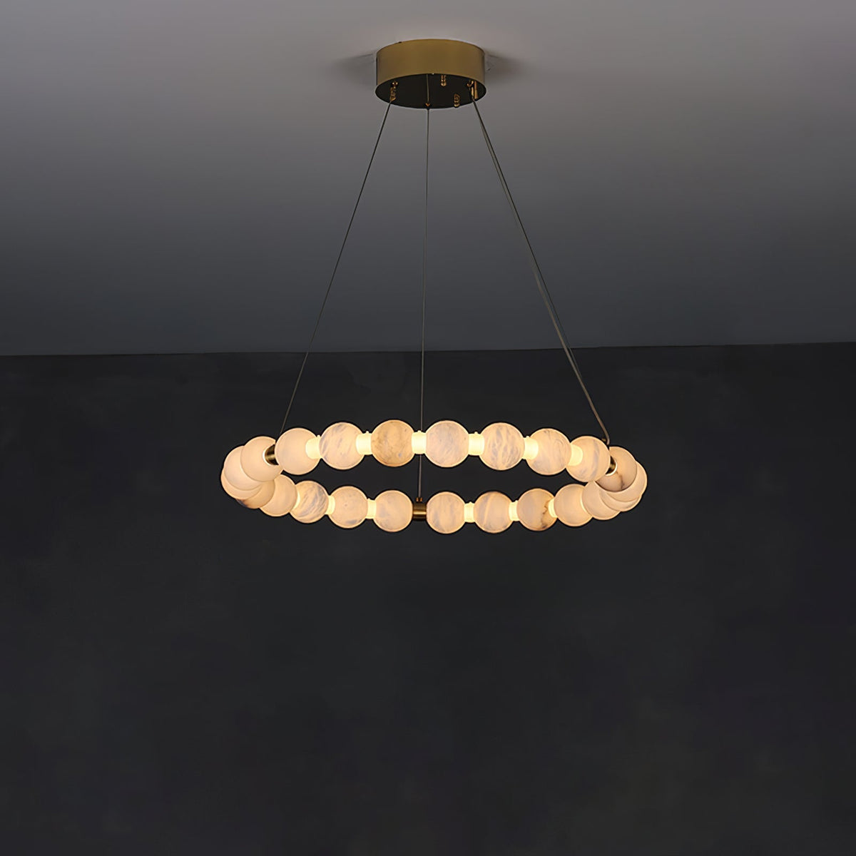 Alabaster Orb Ring Chandelier - ∅ 31.5″ x H 2.4″Gold & WhiteWarm Lightcasivra