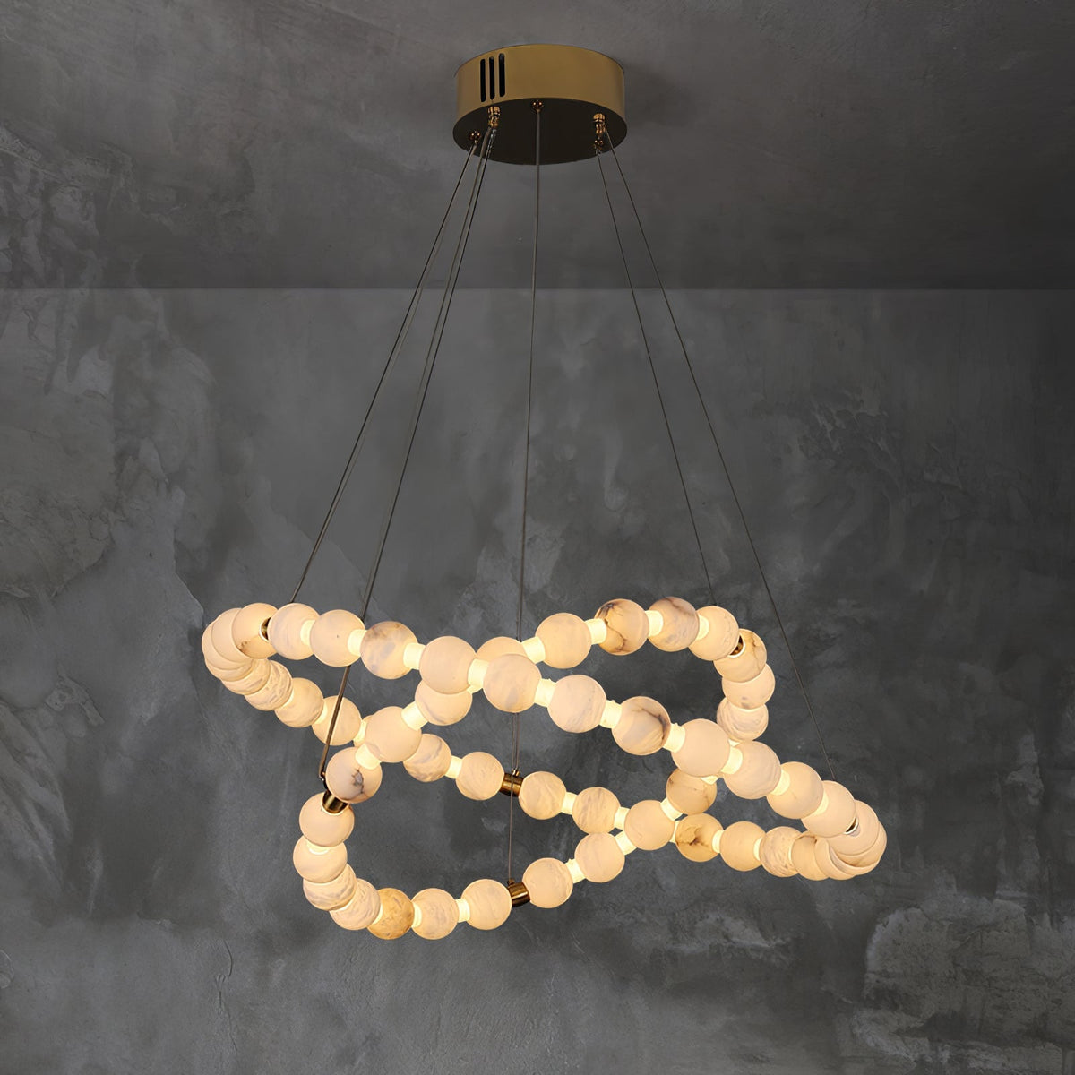 Alabaster Orb Ring Chandelier - ∅ 23.6″ x H 2.4″Gold & WhiteWarm Lightcasivra